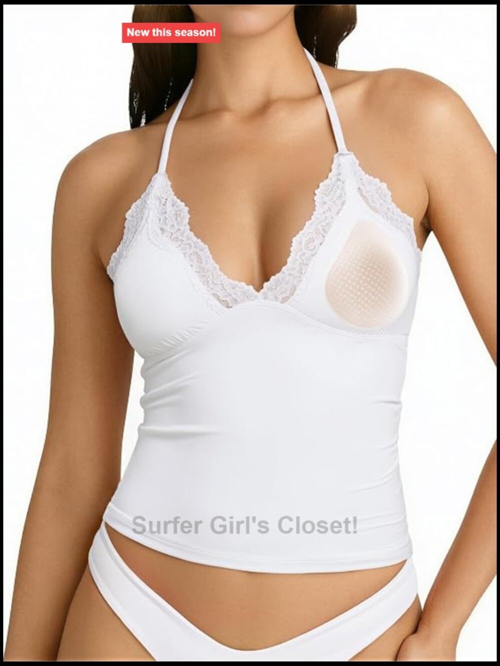 Women's Lace Halter Tank Top Double Lined Padded Adjustable Straps Open Back